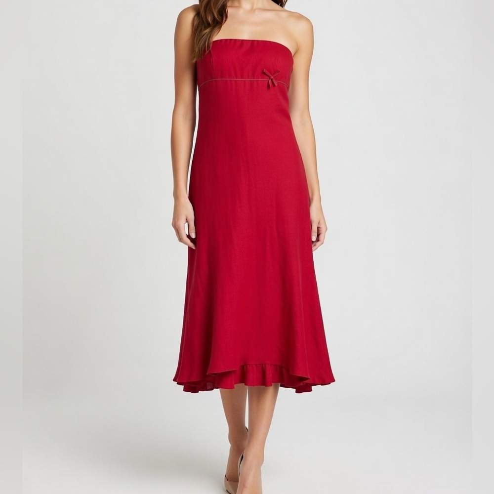 Dessy Collection Red Strapless Dress